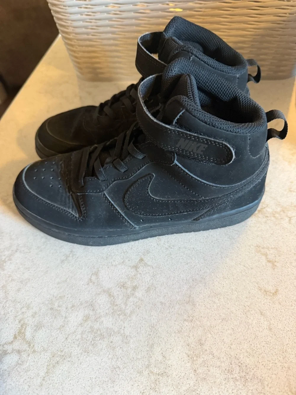 Nike Kids Youth 3Y Black High-Top Sneakers with Strap